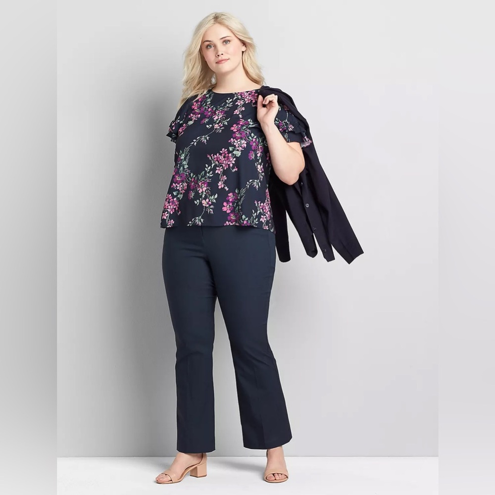 Lane Bryant The Allie Boot Cut Pants - Purple Paisley Pattern (Size 16 Regular)